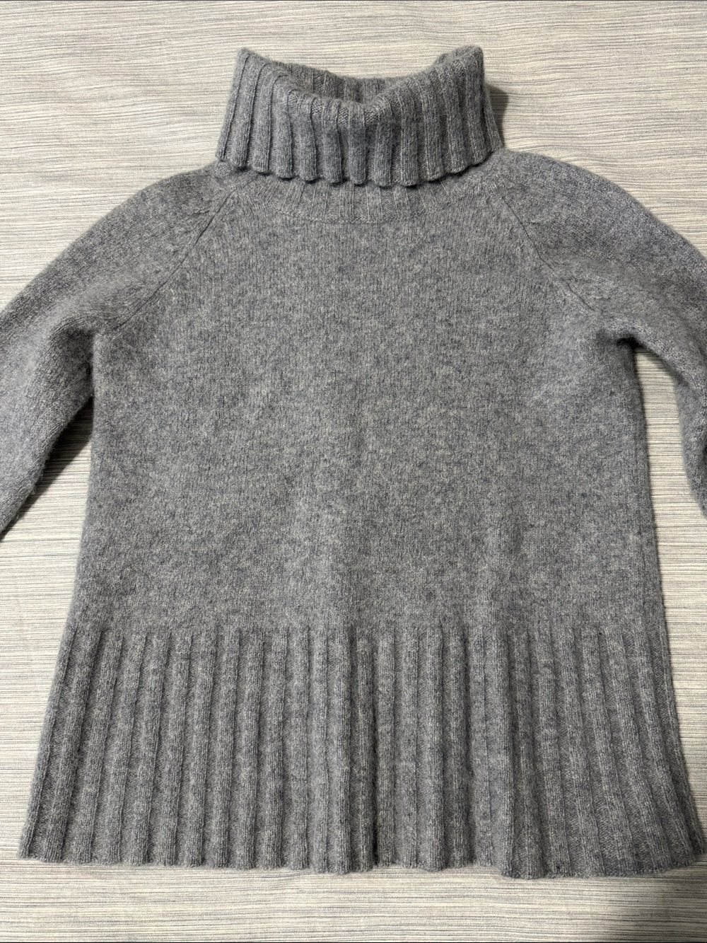 Ann Taylor Petite XXS Gray Wool Cashmere Blend Ribbed Turtleneck Cropped Sweater